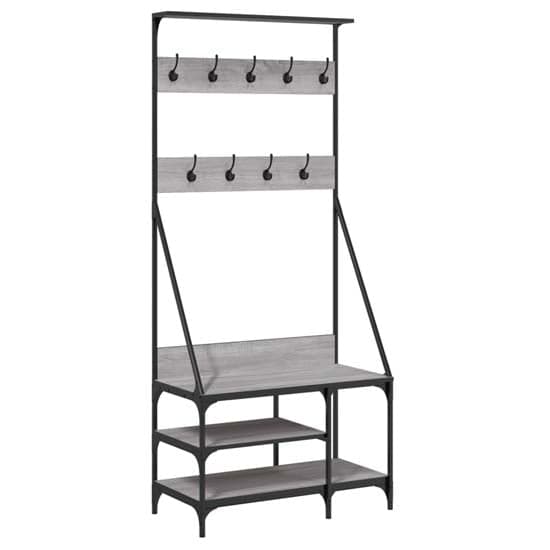 Ironton Wooden Clothes Rack With Shoe Storage In Grey Sonoma Oak_2