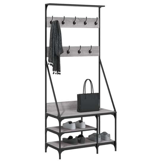 Ironton Wooden Clothes Rack With Shoe Storage In Grey Sonoma Oak_3
