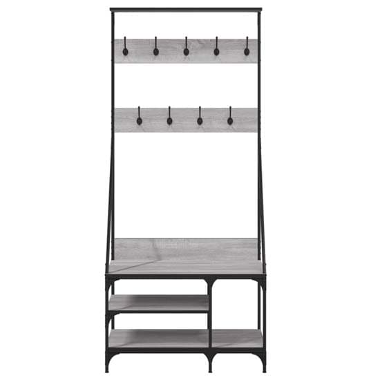Ironton Wooden Clothes Rack With Shoe Storage In Grey Sonoma Oak_4