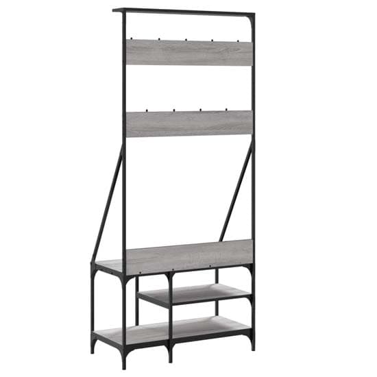 Ironton Wooden Clothes Rack With Shoe Storage In Grey Sonoma Oak_6