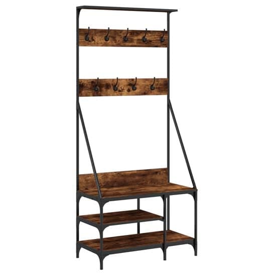 Ironton Wooden Clothes Rack With Shoe Storage In Smoked Oak_2