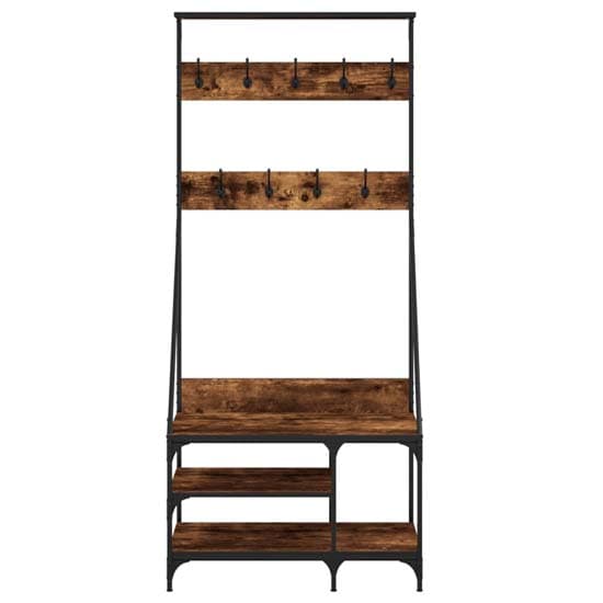 Ironton Wooden Clothes Rack With Shoe Storage In Smoked Oak_4