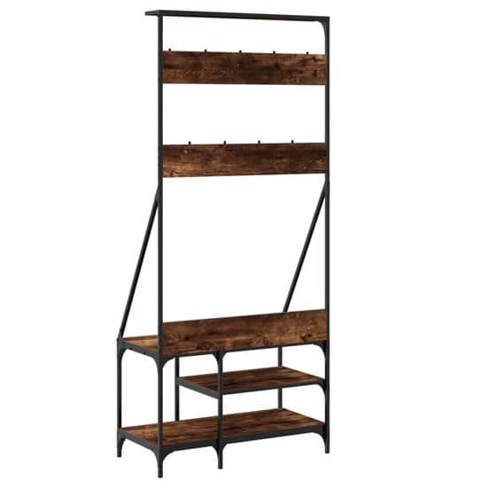 Ironton Wooden Clothes Rack With Shoe Storage In Smoked Oak_6