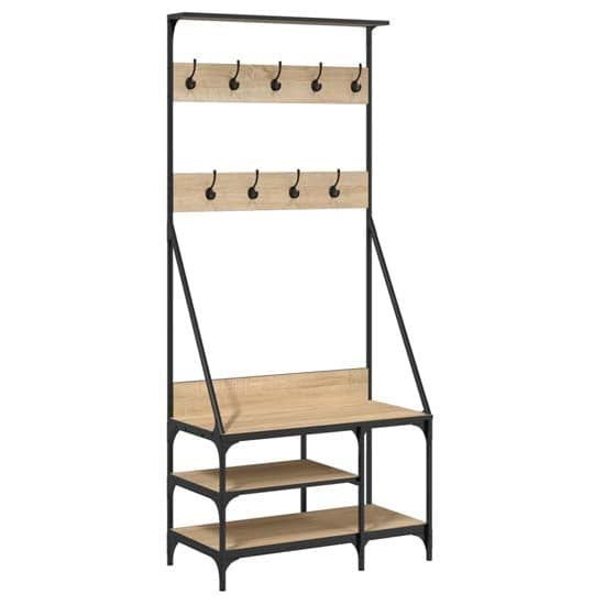 Ironton Wooden Clothes Rack With Shoe Storage In Sonoma Oak_2