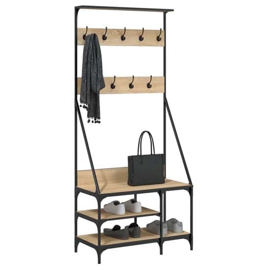 Ironton Wooden Clothes Rack With Shoe Storage In Sonoma Oak_3