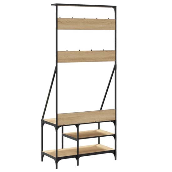 Ironton Wooden Clothes Rack With Shoe Storage In Sonoma Oak_6