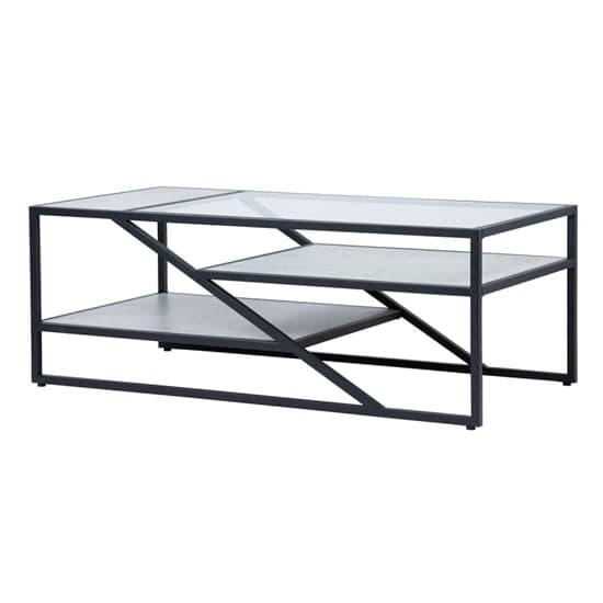 Irvine Clear Glass Coffee Table With Matte Black Steel Frame_2