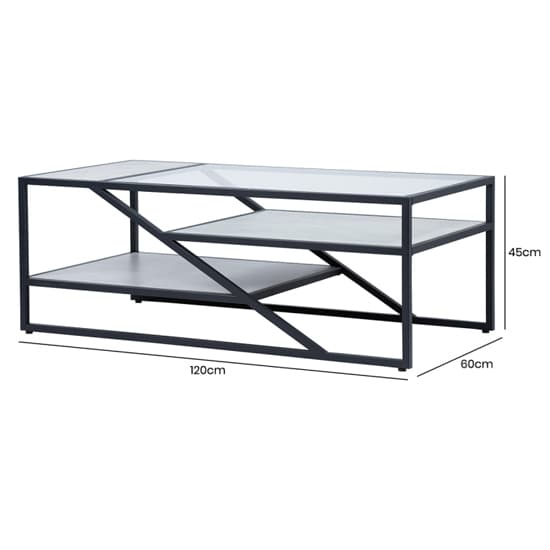 Irvine Clear Glass Coffee Table With Matte Black Steel Frame_6