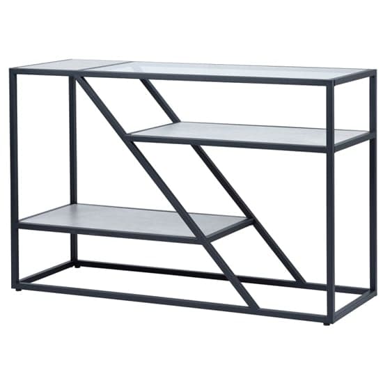 Irvine Clear Glass Console Table With Matte Black Steel Frame_2