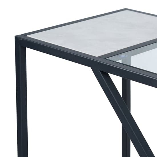Irvine Clear Glass Console Table With Matte Black Steel Frame_3