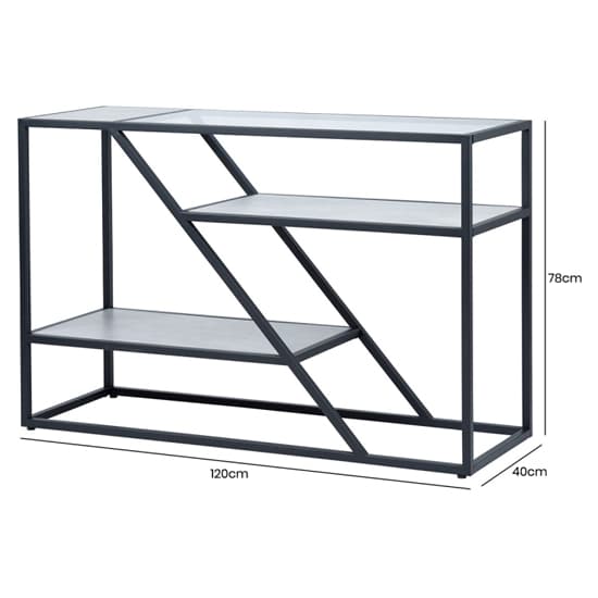 Irvine Clear Glass Console Table With Matte Black Steel Frame_6