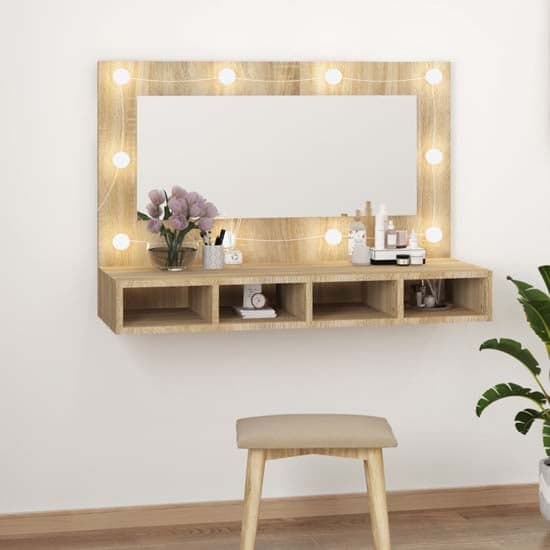 Irvine Wooden Wall Dressing Cabinet In Sonoma Oak With LED_1