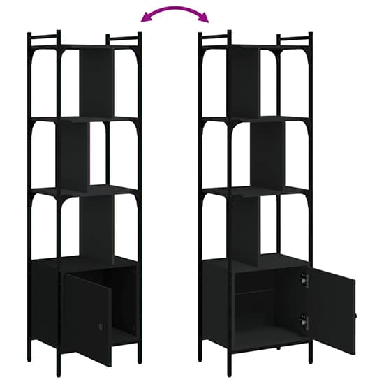 Irving Wooden Bookcase With 4-Tier And 2 Doors In Black_5