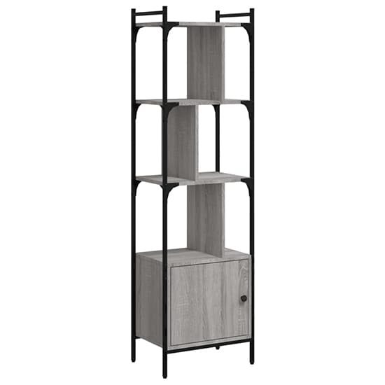 Irving Wooden Bookcase With 4-Tier And 2 Doors In Grey Sonoma Oak_2