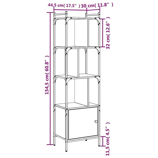 Irving Wooden Bookcase With 4-Tier And 2 Doors In Grey Sonoma Oak_6