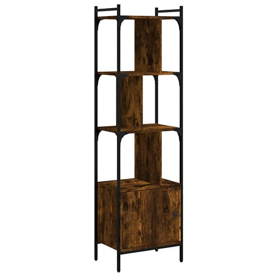 Irving Wooden Bookcase With 4-Tier And 2 Doors In Smoked Oak_2