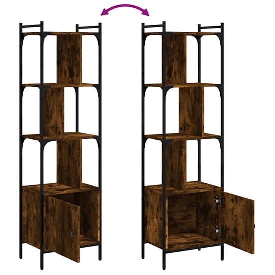 Irving Wooden Bookcase With 4-Tier And 2 Doors In Smoked Oak_5