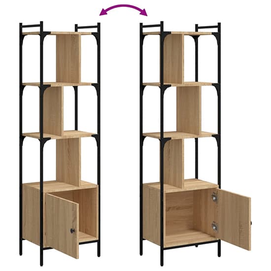 Irving Wooden Bookcase With 4-Tier And 2 Doors In Sonoma Oak_5
