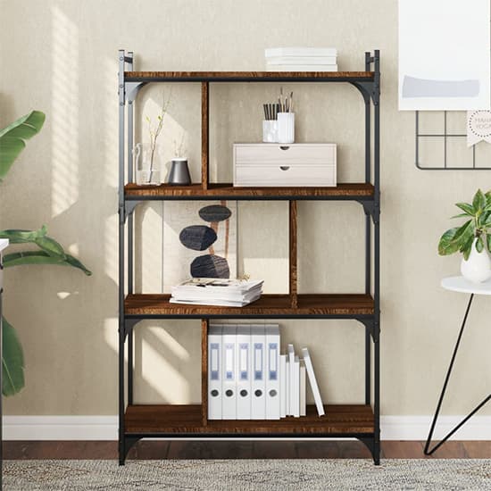Irving Wooden Bookcase With 4-Tier In Brown Oak_1