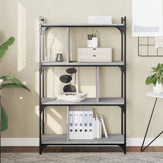 Irving Wooden Bookcase With 4-Tier In Grey Sonoma Oak_1