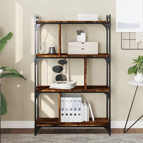 Irving Wooden Bookcase With 4-Tier In Smoked Oak_1