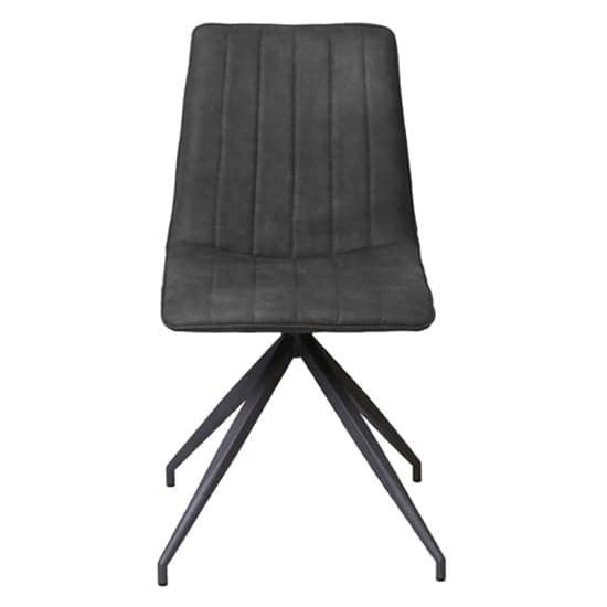 Isaak Charcoal PU Leather Dining Chairs With Metal Legs In Pair_2