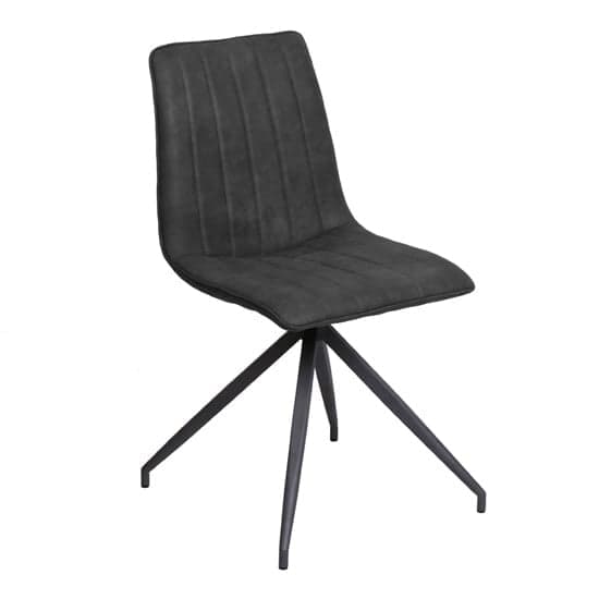 Isaak PU Leather Dining Chair With Metal Legs In Charcoal_1