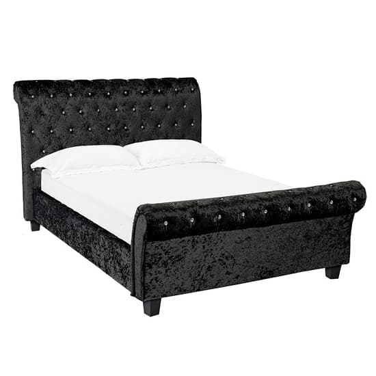 Isabela Crushed Velvet King Size Bed In Black Furniture in Fashion