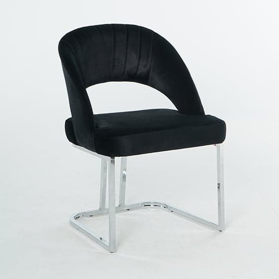 Isleworth Black Velvet Dining Chairs In Pair_2