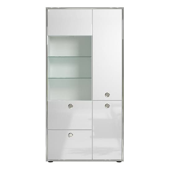 Isna High Gloss Display Cabinet In White With LED Lights_5