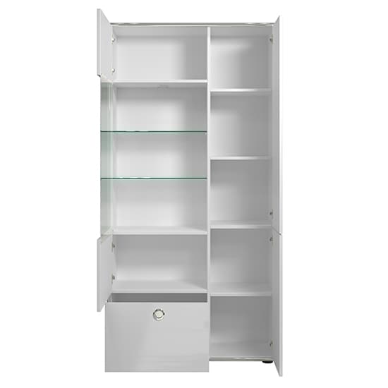 Isna High Gloss Display Cabinet In White With LED Lights_6