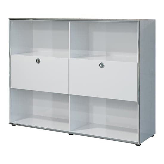 Isna High Gloss Home And Office Highboard In Light Grey_5