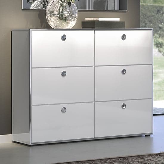 Isna High Gloss Highboard With 6 Flap Doors In White_1