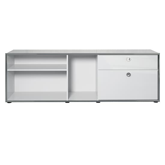 Isna High Gloss Home And Office Lowboard In Light Grey_6