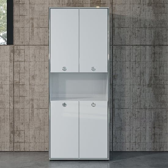 Isna High Gloss Office Filing Storage Cabinet In Light Grey_2