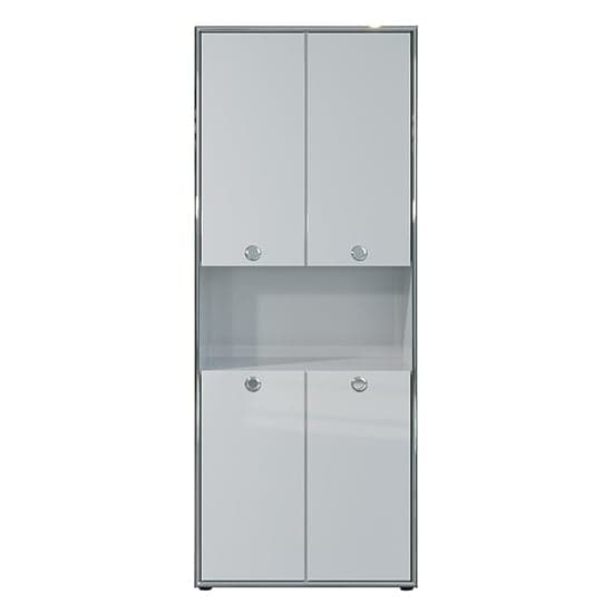 Isna High Gloss Office Filing Storage Cabinet In Light Grey_4