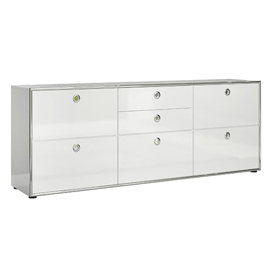Isna High Gloss TV Sideboard With 5 Doors 2 Drawers In White_3