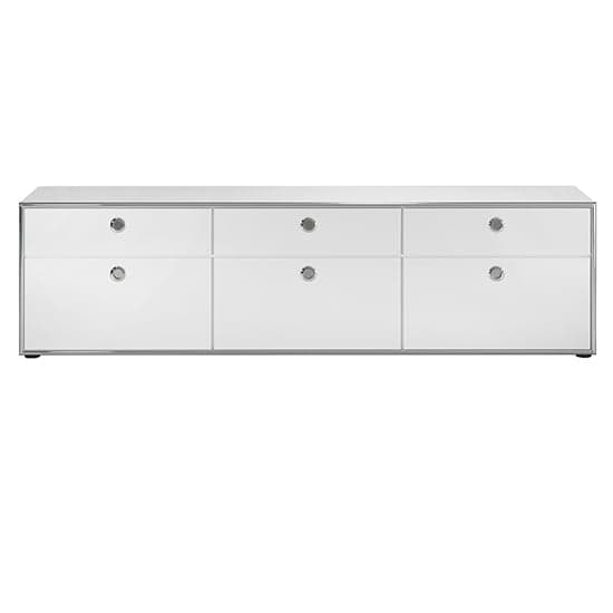 Isna High Gloss TV Stand With 3 Doors 3 Drawers In White_4