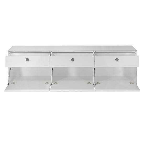 Isna High Gloss TV Stand With 3 Doors 3 Drawers In White_5