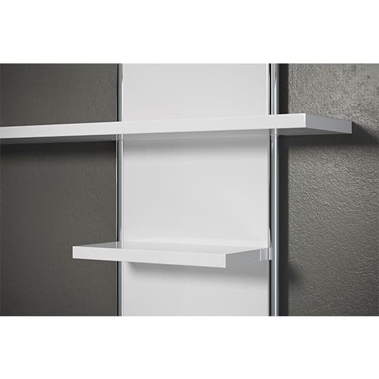 Isna High Gloss Wall Shelf In White With LED Lights_6