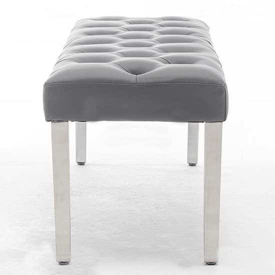 Ithana Faux Leather Dining Bench In Grey Furniture in Fashion