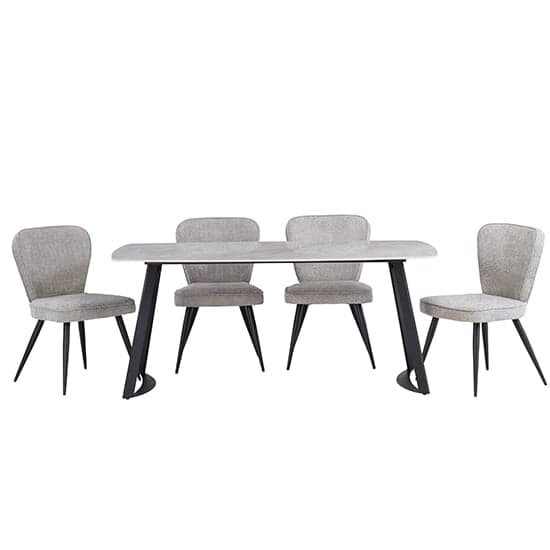 Ivan Carlos Grey Stone Dining Table With 6 Valko Grey Chairs_1