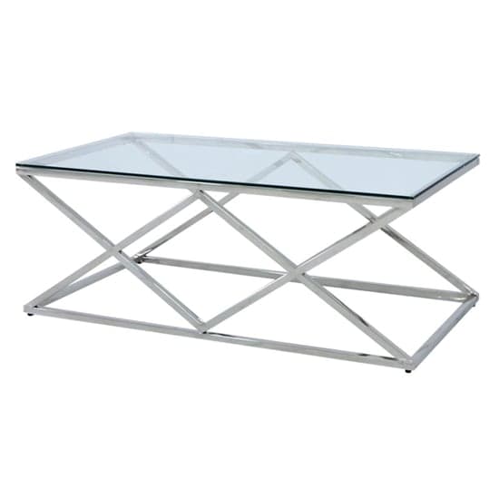 Ivins Clear Glass Coffee Table With Chrome Stainless Steel Base_2