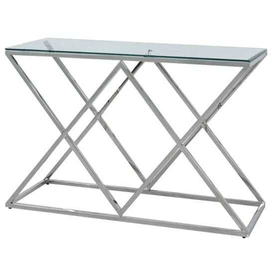 Ivins Clear Glass Console Table With Chrome Stainless Steel Base_2