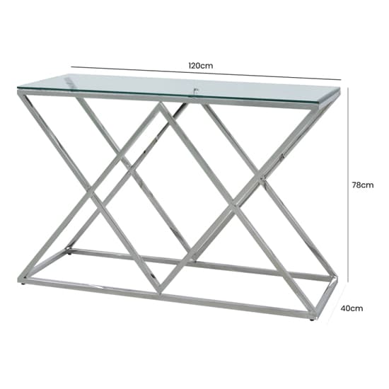 Ivins Clear Glass Console Table With Chrome Stainless Steel Base_3