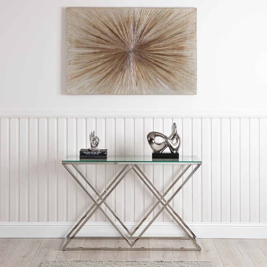 Ivins Clear Glass Console Table With Chrome Stainless Steel Base_4