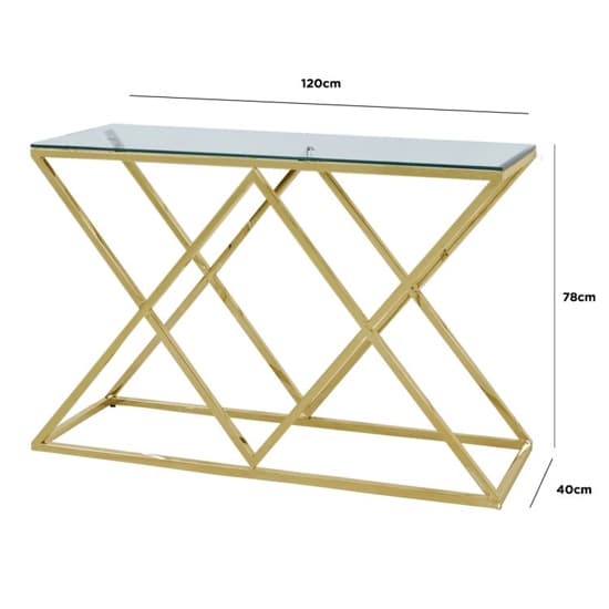 Ivins Clear Glass Console Table With Gold Stainless Steel Base_3