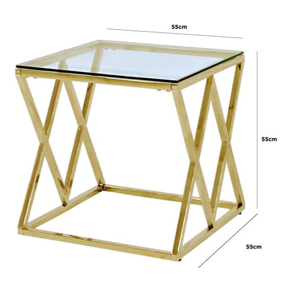 Ivins Clear Glass End Table With Gold Stainless Steel Base_3