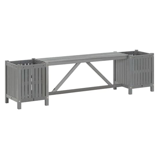 Ivy Wooden Garden Seating Bench With 2 Planters In Grey_1