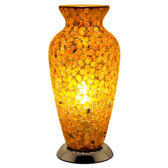 Izar Bronze Flower Design Mosaic Glass Vase Table Lamp_2